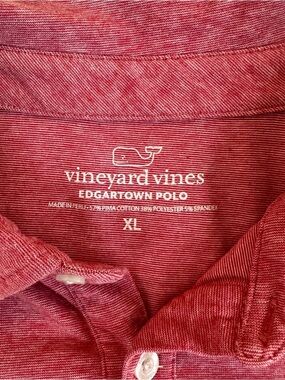 Vineyard Vines Edgartown Polo Shirt Red Heathered Short Sleeve XL Mens SOFT -515